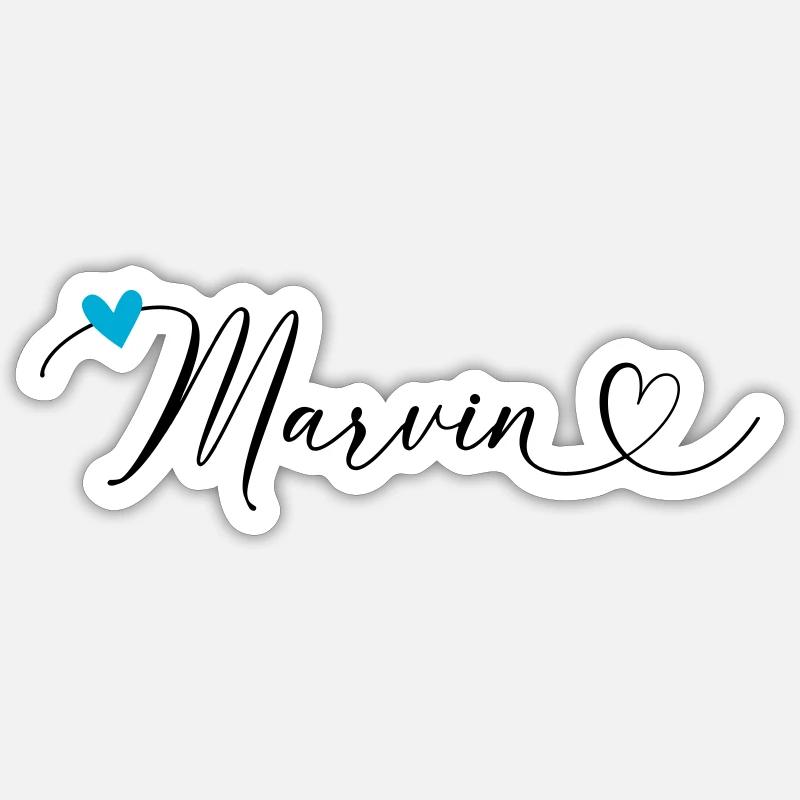 Marvin Last name First name Calligraphy heart Sticker size S (10 x 10 cm)