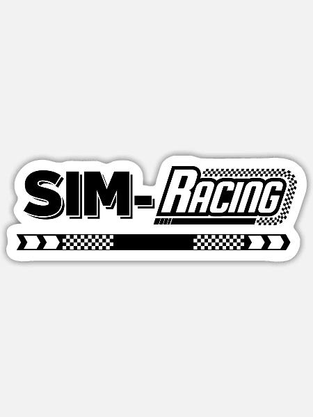 SIM RACING - Sticker Größe S (10 x 10 cm) - Mattweiß