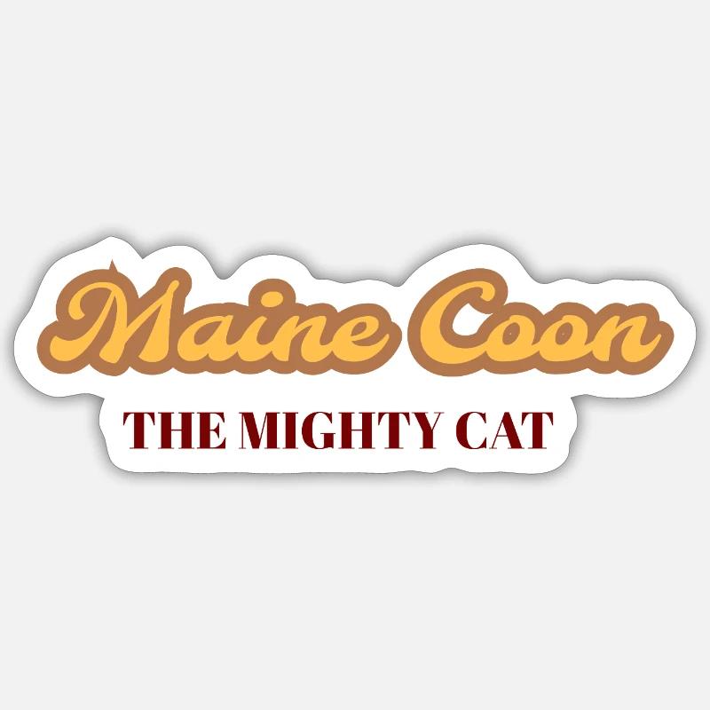 Maine Coon - The mighty Cat - Sticker taille S (10 x 10 cm) - blanc mat