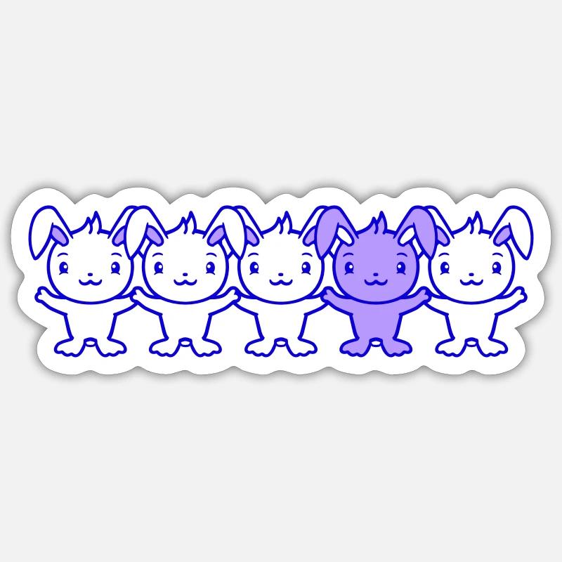 5 Hasen Freunde Unterschied Be Different Anders Sticker Größe S (10 x 10 cm)