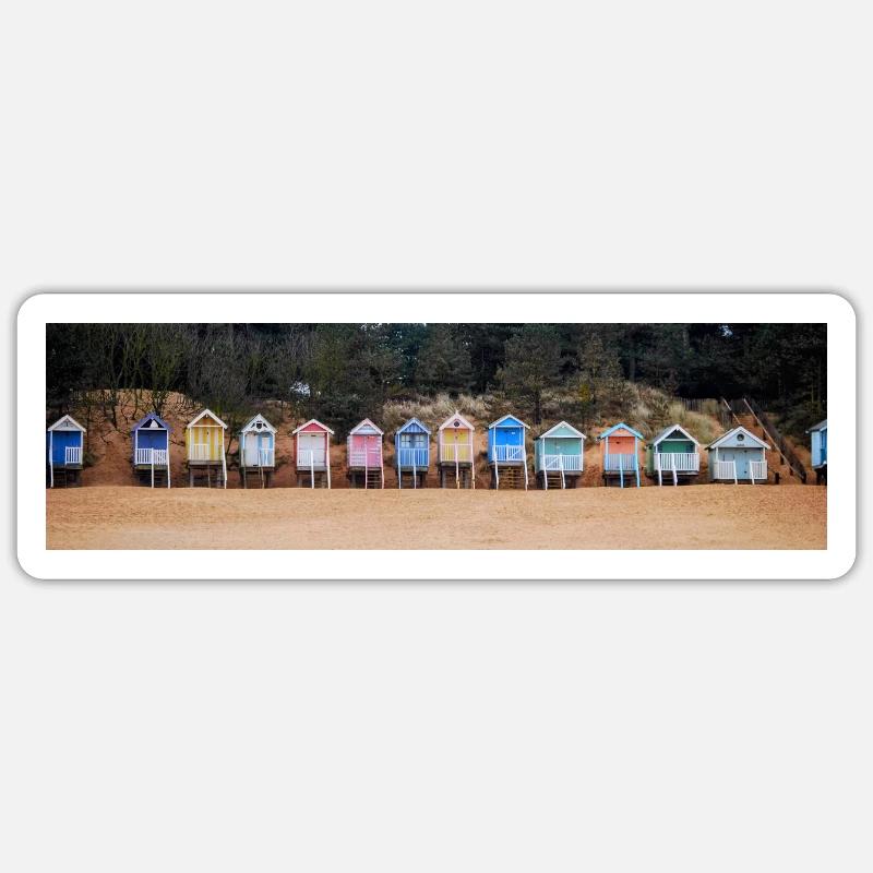Beach huts - Sticker size S (10 x 10 cm) - white matte