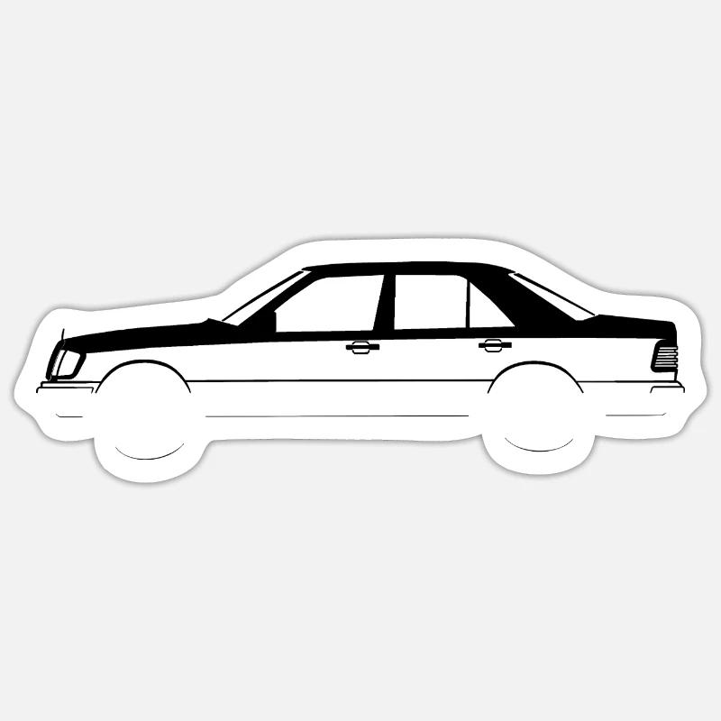 W124 Auto Oldtimer Vintage Deutsch German Retro - Sticker Größe S (10 x 10 cm) - Mattweiß