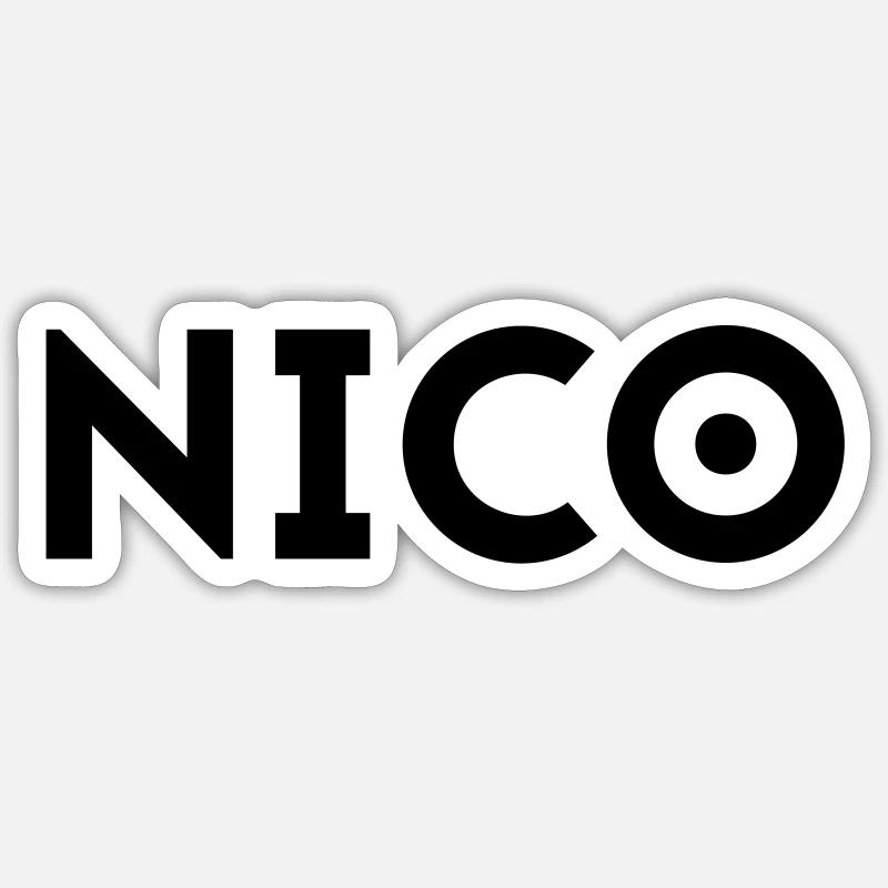 Prénom Nico - Sticker taille S (10 x 10 cm) - blanc mat