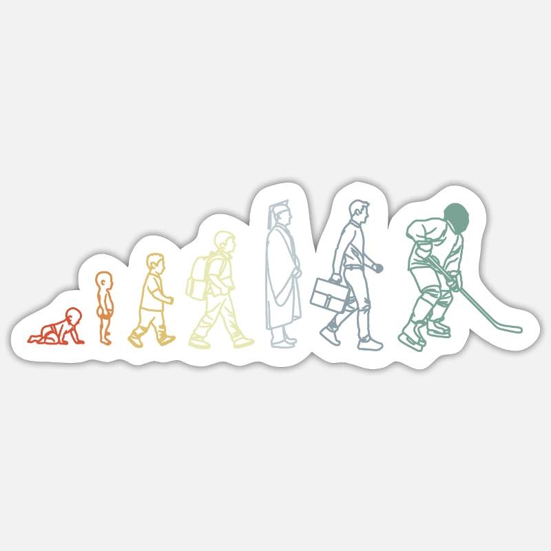 Évolution du hockey sur glace - Sticker taille S (10 x 10 cm) - blanc mat