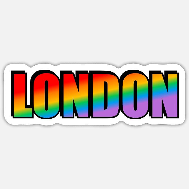 Fierté LGBTQ arc-en-ciel de Londres - Sticker taille S (10 x 10 cm) - blanc mat