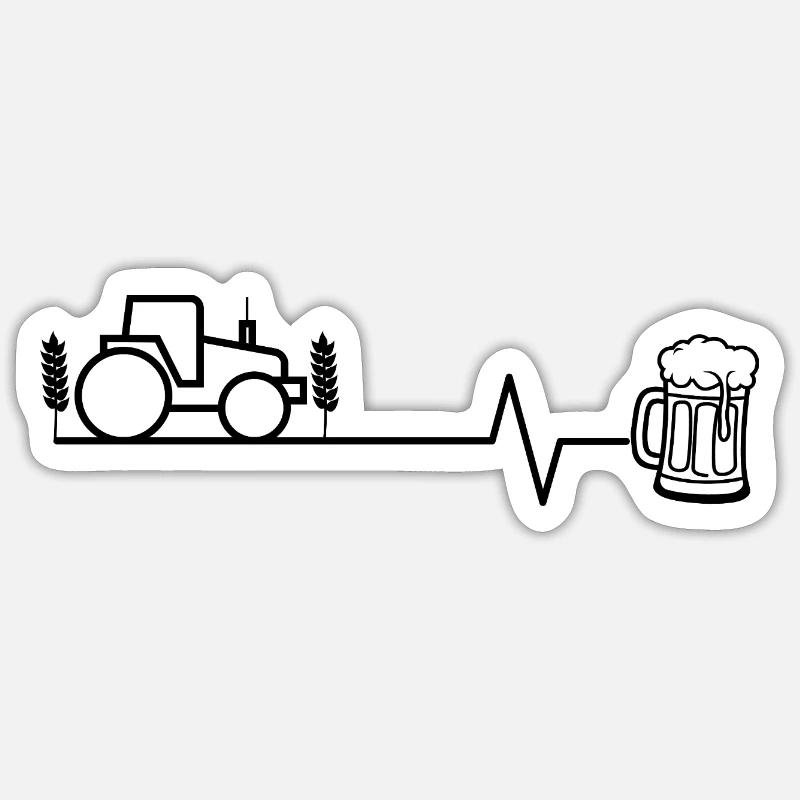 Traktor und Bier - Sticker Größe S (10 x 10 cm) - Mattweiß