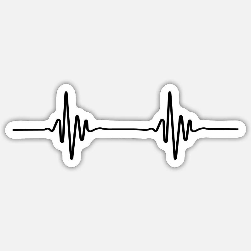 Battement du graphique ECG - Sticker taille S (10 x 10 cm) - blanc mat