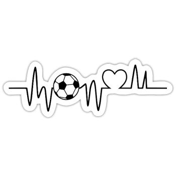 Fußball Herzschlag Fussball Fußballer  - Sticker Größe S (10 x 10 cm) - Mattweiß - Vorne