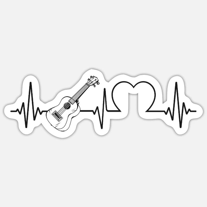 Hawaiian Ukulele Uke Heartbeat - Sticker size S (10 x 10 cm) - white matte