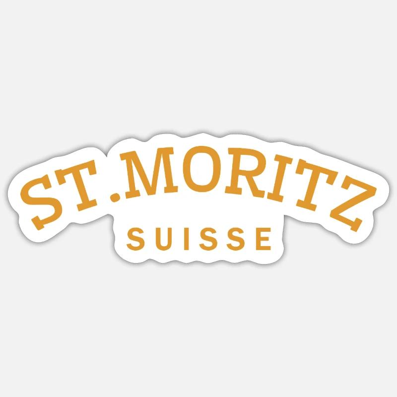 St. Moritz - Suisse - Schweiz - Swiss - Sticker Größe S (10 x 10 cm) - Mattweiß