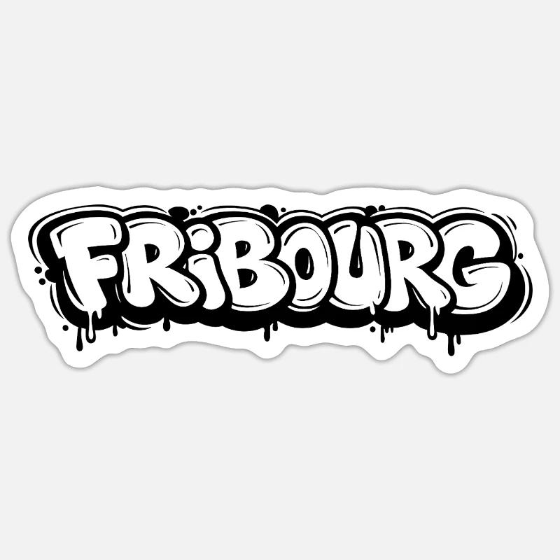 Fribourg Bubble Graffiti - Sticker Größe S (10 x 10 cm) - Mattweiß