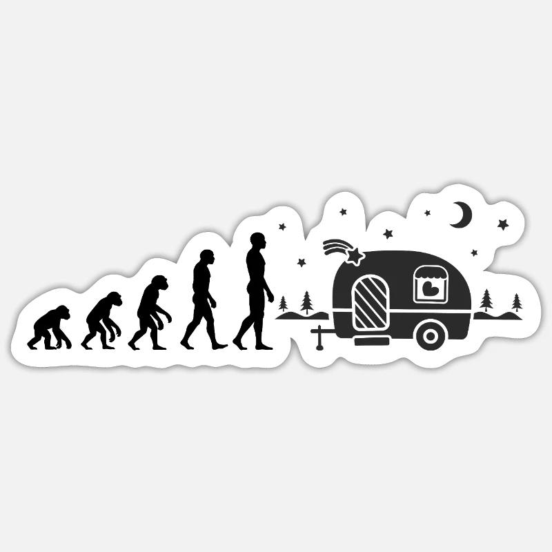 EVOLUTION OF CAMPING! CAMPER WOHNMOBIL VANLIFE Sticker Größe S (10 x 10 cm)