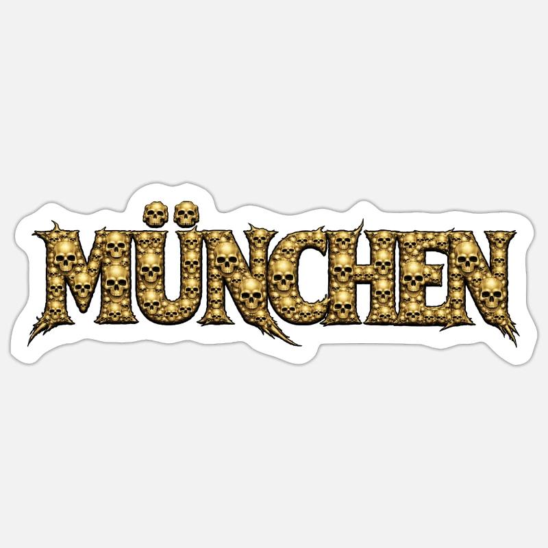 Munich Gothic Skull Logo - Sticker size S (10 x 10 cm) - white matte