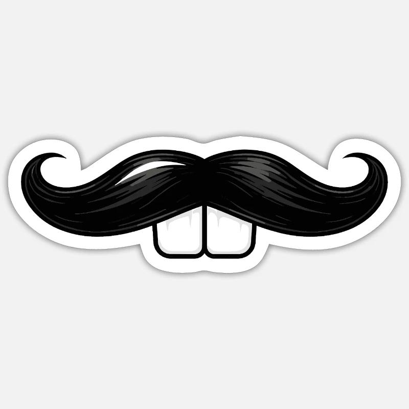 Schnurrbart mit Hasenzähnen  - Sticker Größe S (10 x 10 cm) - Mattweiß