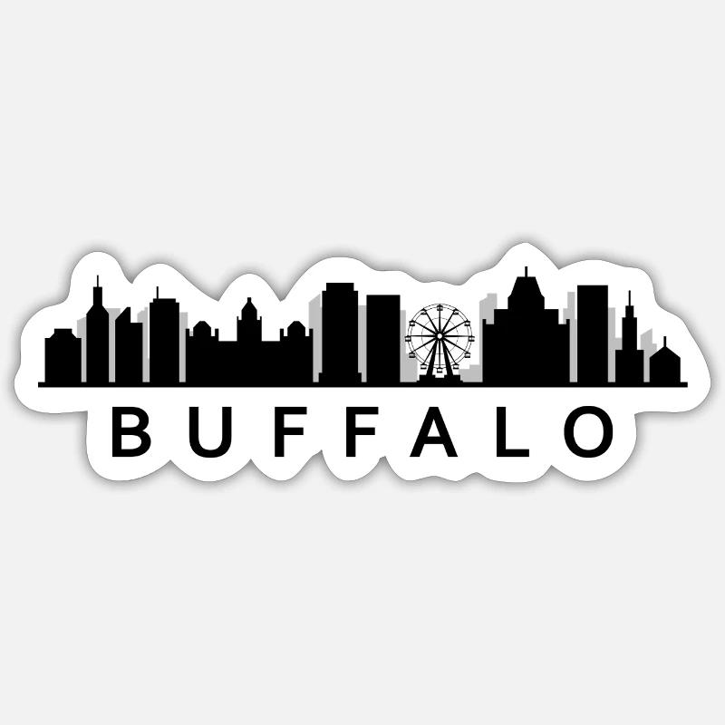 Skyline Buffalo - Sticker size S (10 x 10 cm) - white matte