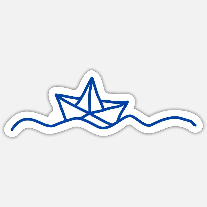 Capitaine de bateau en papier - Sticker taille S (10 x 10 cm) - blanc mat