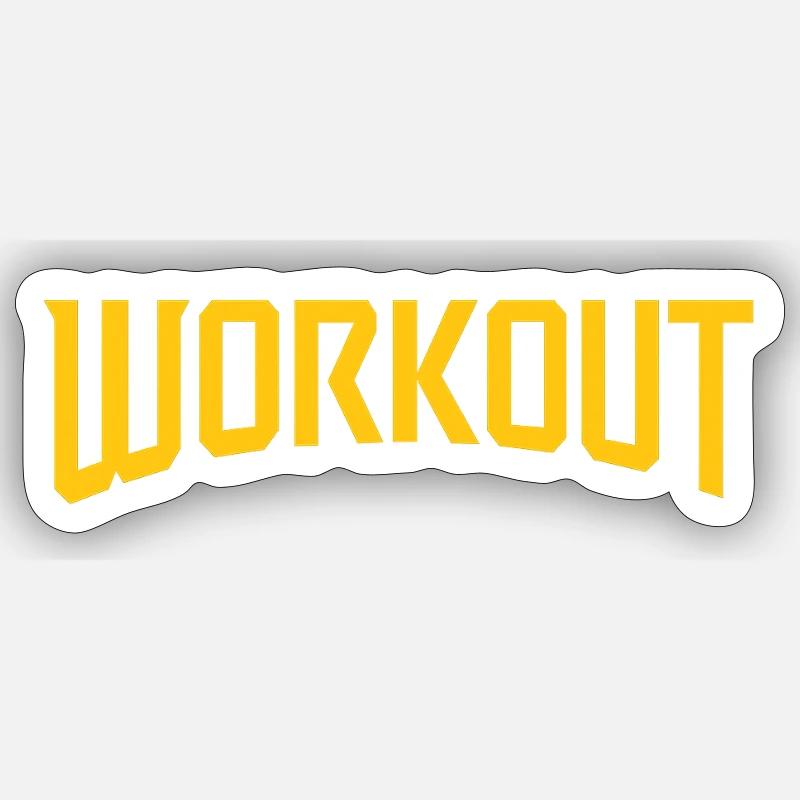 Retro Yellow Blocks Workout - Sticker size S (10 x 10 cm) - white matte
