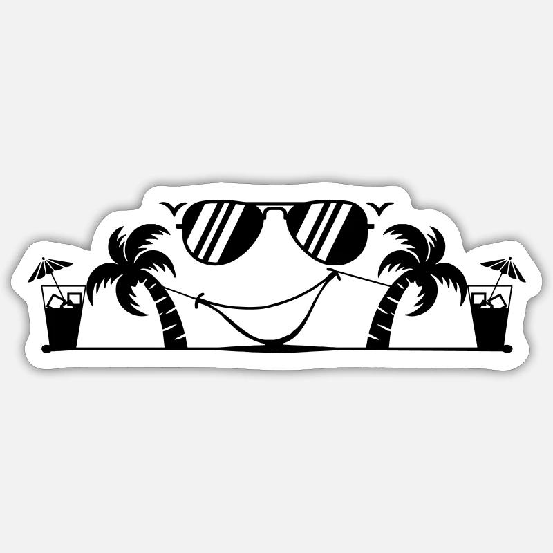 Palmiers d’été - Sticker taille S (10 x 10 cm) - blanc mat