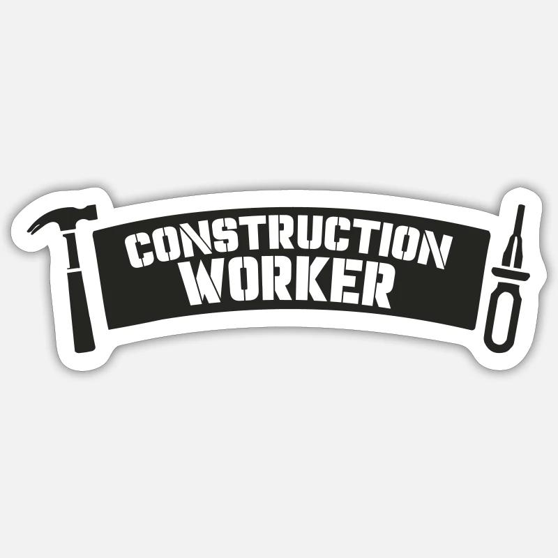 Construction Worker Motif Print - Sticker size S (10 x 10 cm) - white matte