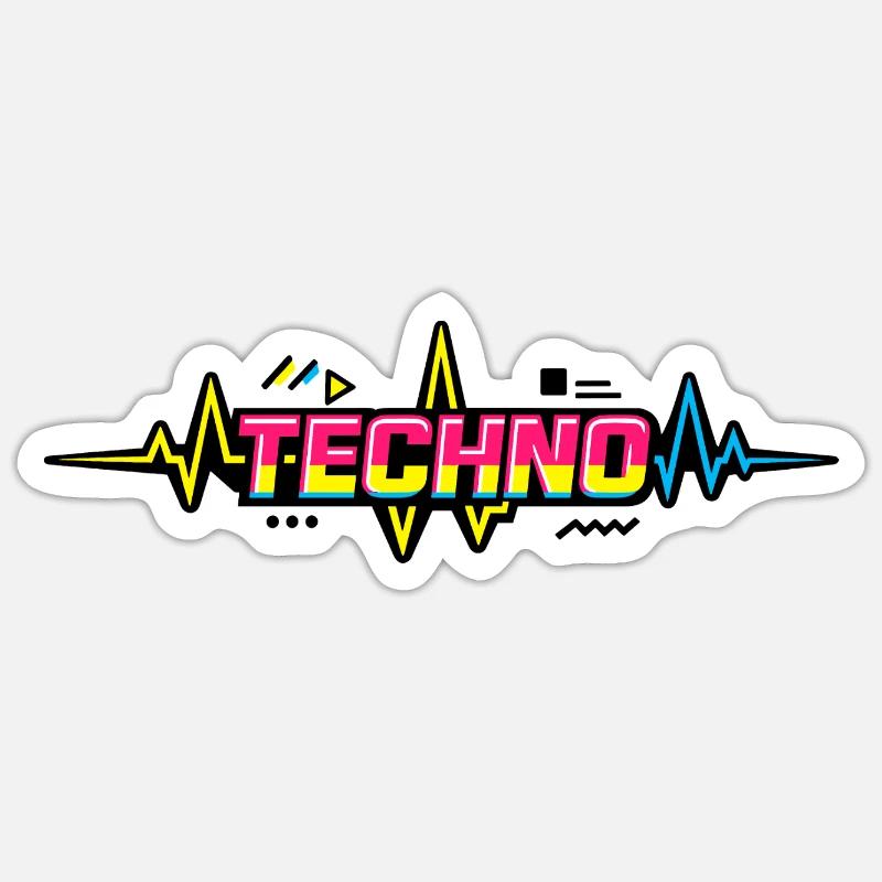 Techno Neon Pulse - Sticker Größe S (10 x 10 cm) - Mattweiß