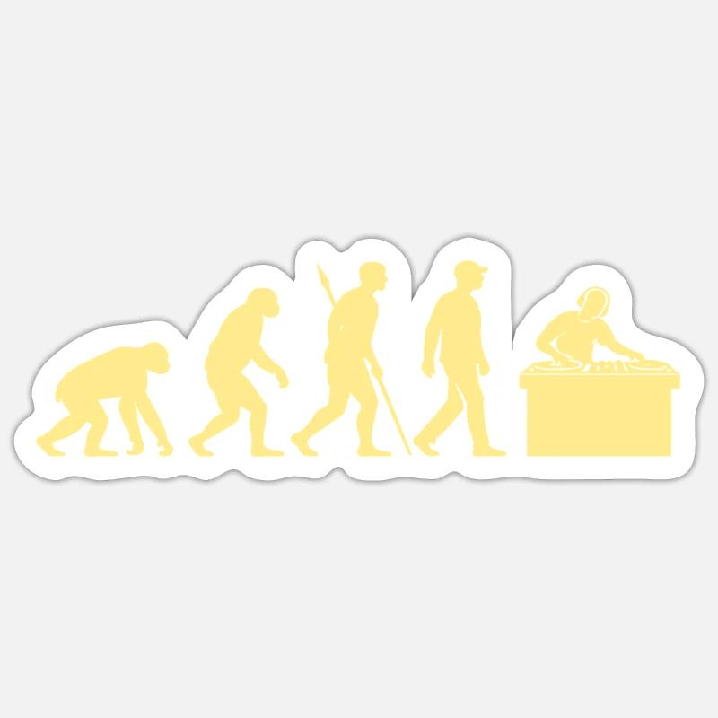 Evolution zum Arbeitsplatz-DJ Sticker Größe S (10 x 10 cm)