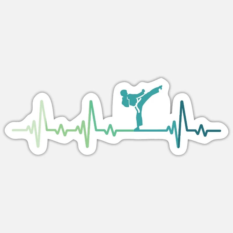 Karate Kara-Te Herzschlag Karate - Sticker Größe S (10 x 10 cm) - Mattweiß