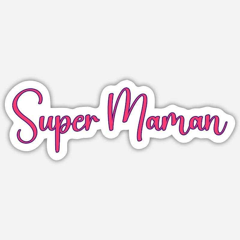 Super_Maman_ - Sticker taille S (10 x 10 cm) - blanc mat