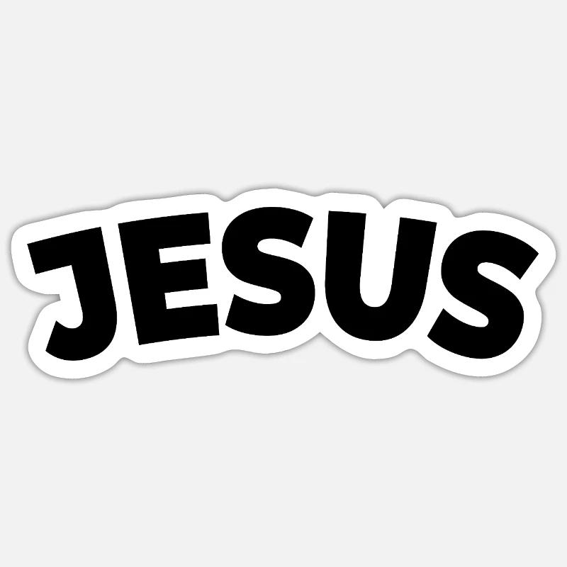 Jésus | Avec amour | Foi | Don - Sticker taille S (10 x 10 cm) - blanc mat