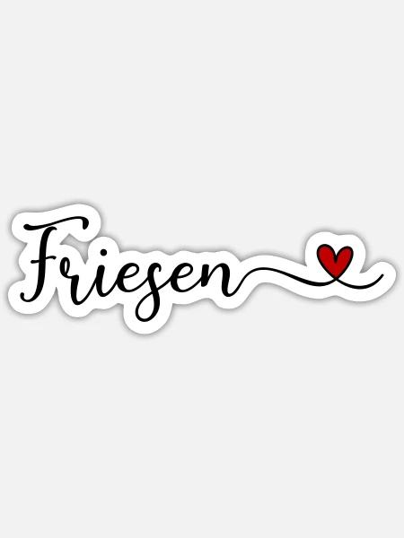Friesen mit Herz - Sticker Größe S (10 x 10 cm) - Mattweiß