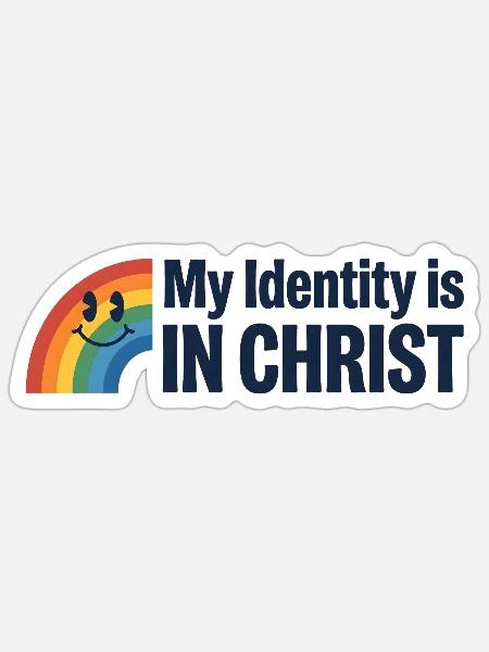 Identität in Christus Regenbogen - Sticker Größe S (10 x 10 cm) - Mattweiß