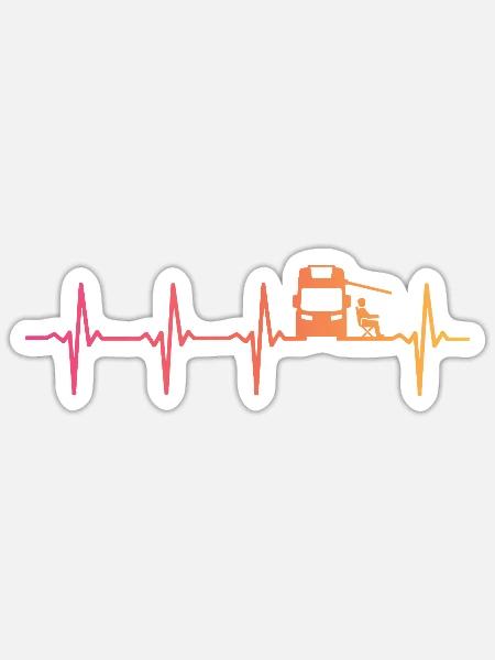 Wohnmobil herzschlag camping - Sticker Größe S (10 x 10 cm) - Mattweiß