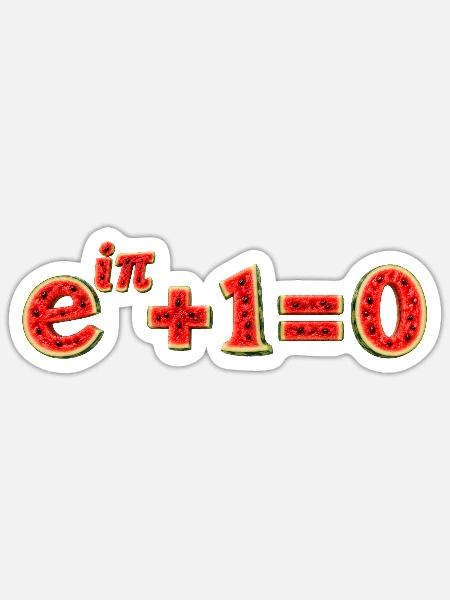 Euler Identität Wassermelonenmathematik - Sticker Größe S (10 x 10 cm) - Mattweiß