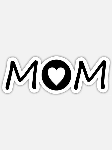 Mom mit Herz - Sticker Größe S (10 x 10 cm) - Mattweiß