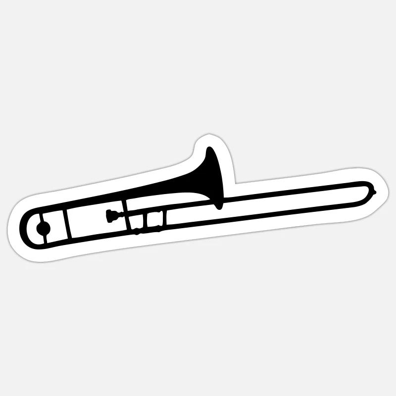 trombone - Sticker taille S (10 x 10 cm) - blanc mat