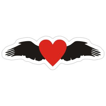 Wings & Heart - Sticker size S (10 x 10 cm) - white matte - Front