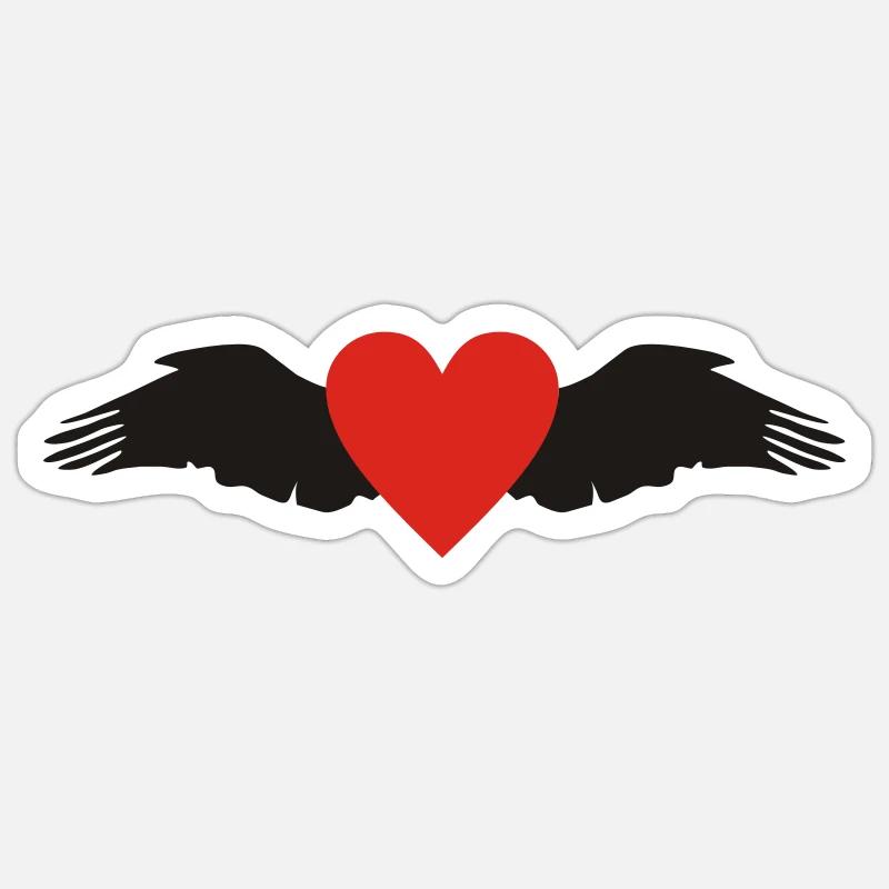 Coeur et Ailes - Sticker taille S (10 x 10 cm) - blanc mat