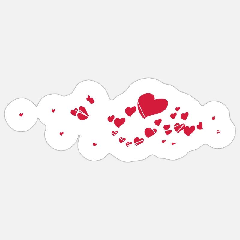 cœurs - Sticker taille S (10 x 10 cm) - blanc mat