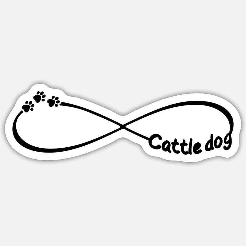 bouvier australien Infinity Dog Love Dogs - Sticker taille S (10 x 10 cm) - blanc mat