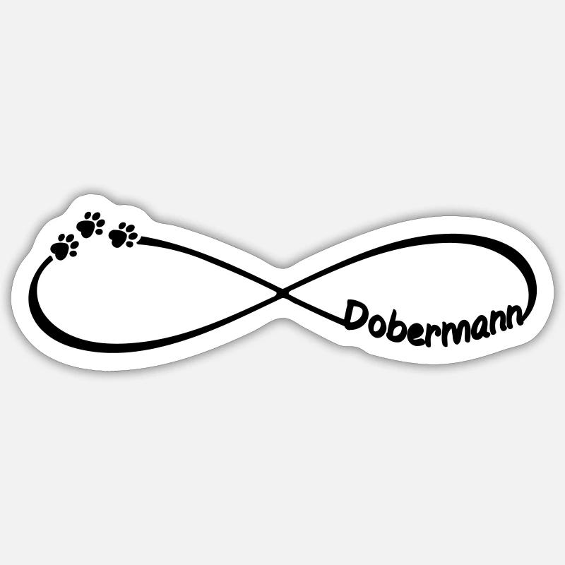 Dobermann Infinity Unendlichkeit Hunderassen Pfote Sticker Größe S (10 x 10 cm)