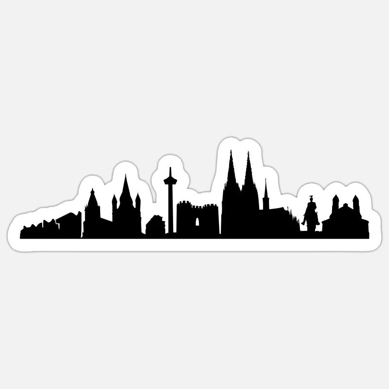 Koeln_Skyline - Sticker Größe S (10 x 10 cm) - Mattweiß