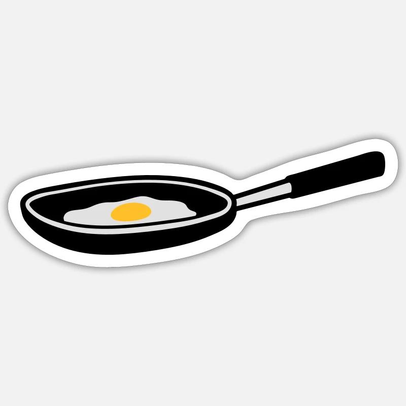 egg_in_pan - Sticker taille S (10 x 10 cm) - blanc mat