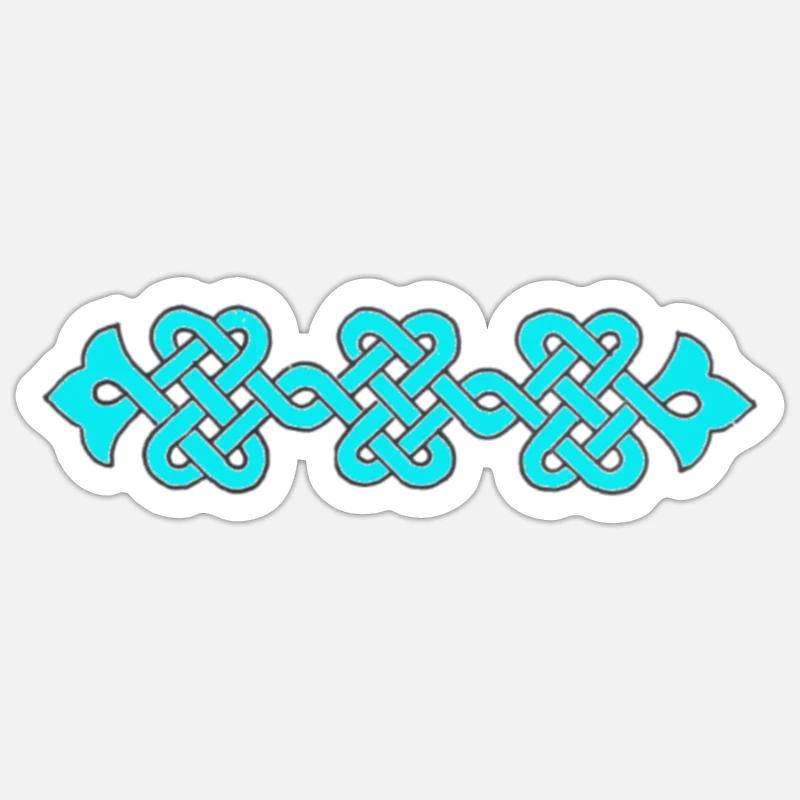 ornement complexe, turquoise - Sticker taille S (10 x 10 cm) - blanc mat
