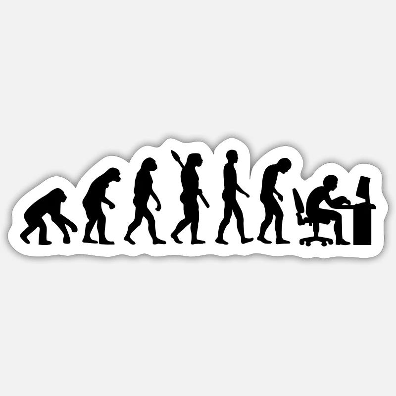 Evolution Büro - Sticker Größe S (10 x 10 cm) - Mattweiß