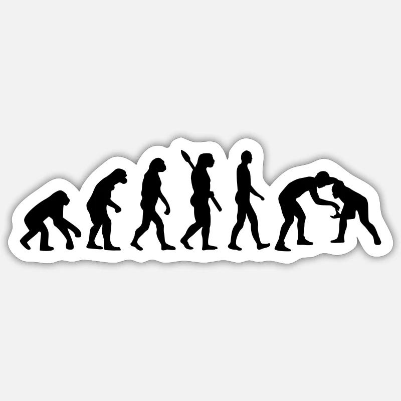 Evolution Ringen Sticker Größe S (10 x 10 cm)