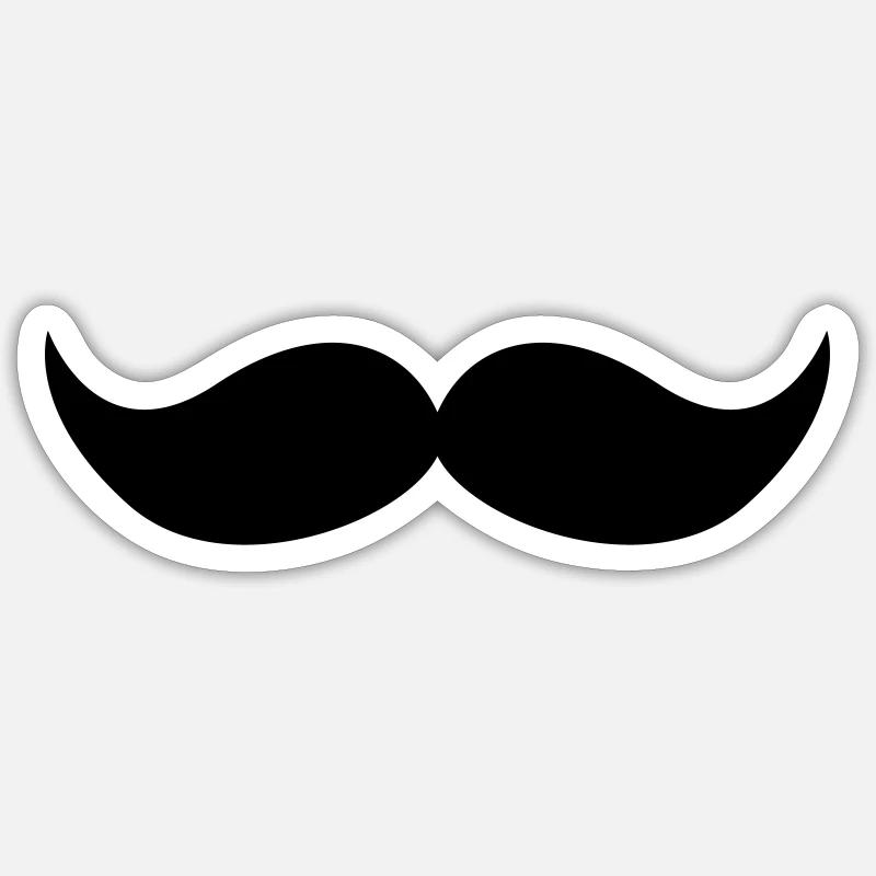 Schnurrbart - Sticker Größe S (10 x 10 cm) - Mattweiß