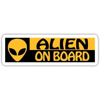 ALIEN ON BOARD - Sticker size S (10 x 10 cm) - white matte - Front