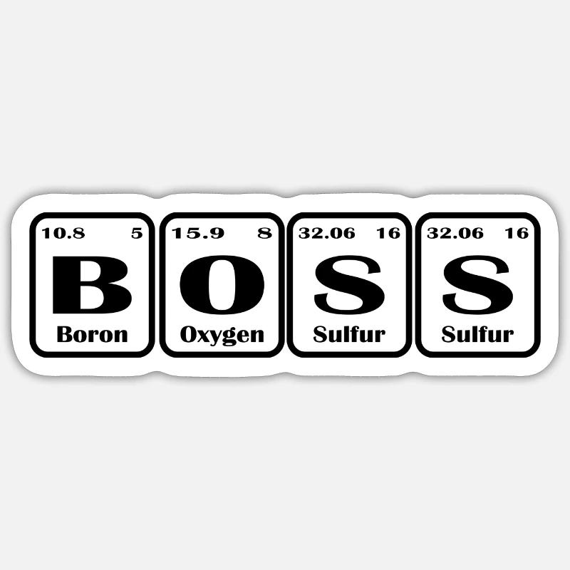Boss chemical elements boss nerd gift idea - Sticker size S (10 x 10 cm) - white matte