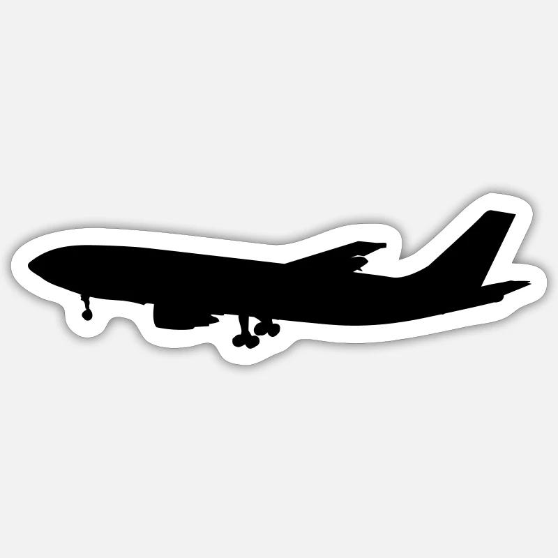 flugzeug - airplane - Sticker taille S (10 x 10 cm) - blanc mat