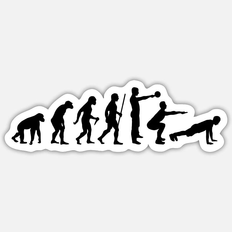 Evolution - Kettlebell Swing - Squat - Burpee - Sticker Größe S (10 x 10 cm) - Mattweiß