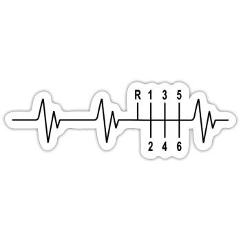 EKG Auto Tuning Herz Puls Frequenz 6-Gang - Sticker Größe S (10 x 10 cm) - Mattweiß - Vorne